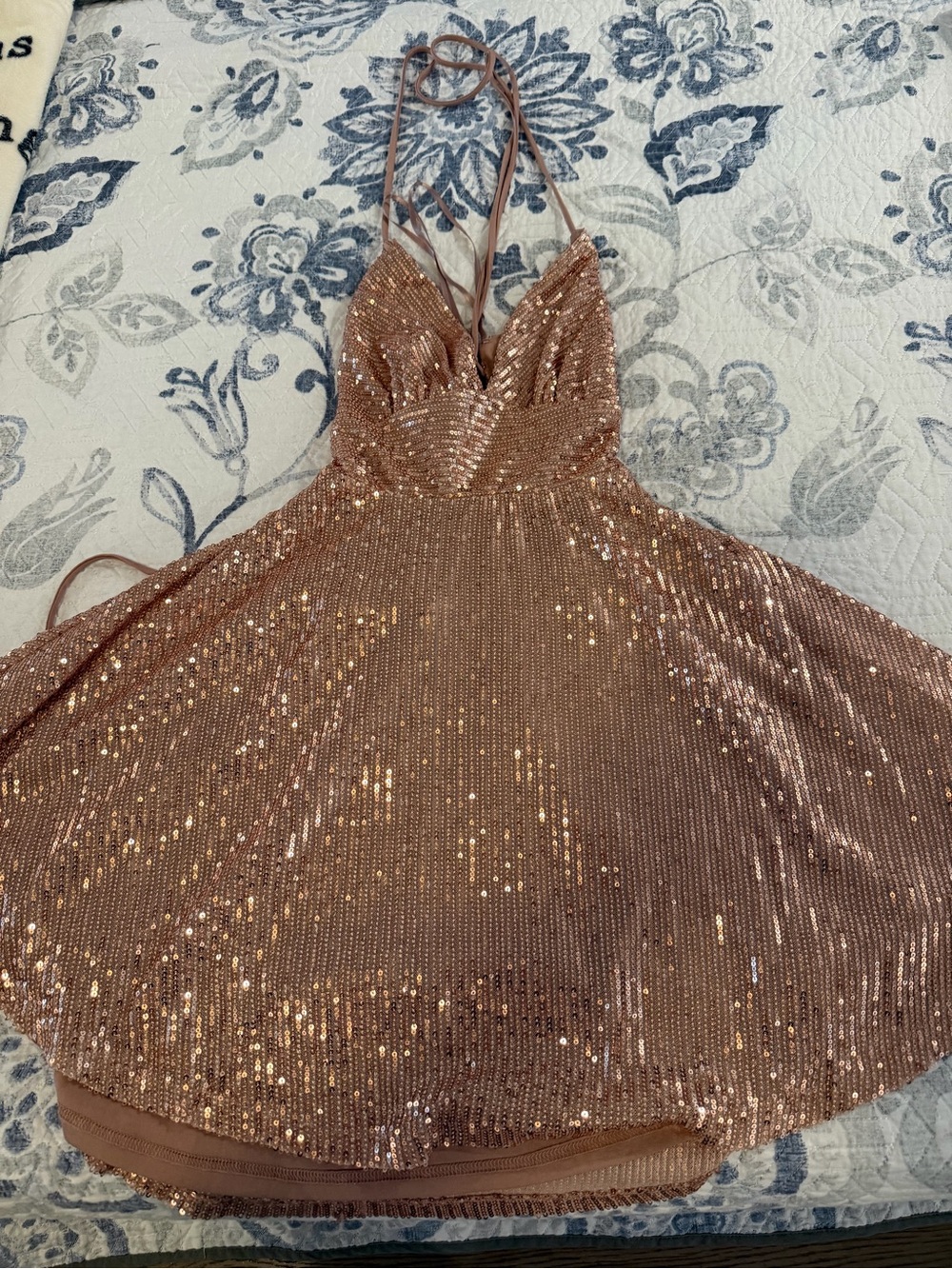 Windsor Rose Gold Sequin Halter Chemise